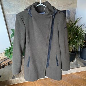 calvin klein | wool down insulated asymmetrical zip jacket